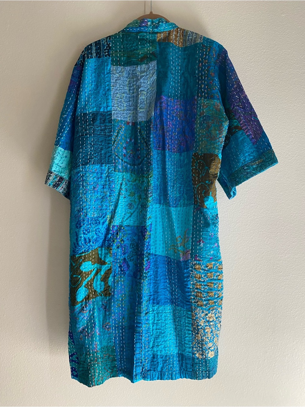 Kantha Kimono Patola Jacket Handmade Jacket Patchwork Kimono Robe - Picture 11 of 16